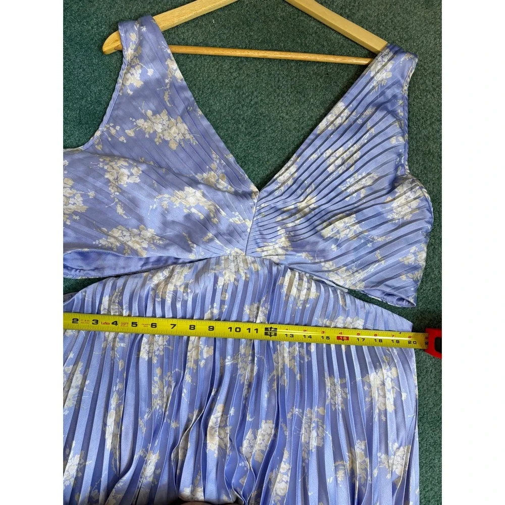 Abercrombie Giselle Pleated Cutout Maxi Dress XXL Tall Blue Floral Romantic NWT